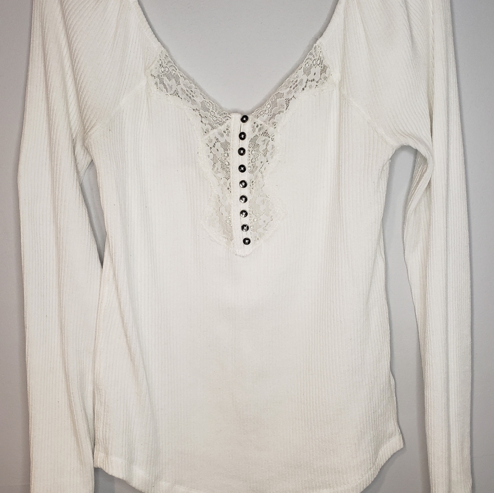 FREE PEOPLE OFF THE SHOULDER LACE SWEATER